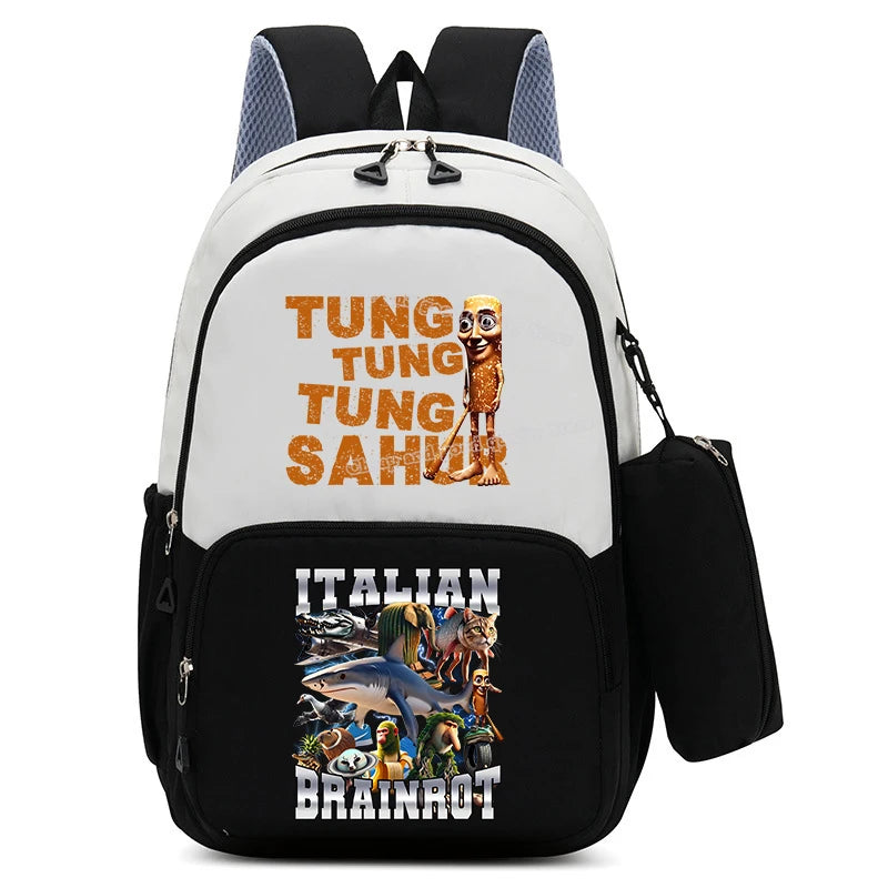 Italian Brainrot Backpacks Set Hot Student School Bag Pencil Case Girl Boy Back To School Gift Leisure Mochila Teens Travel Bags
