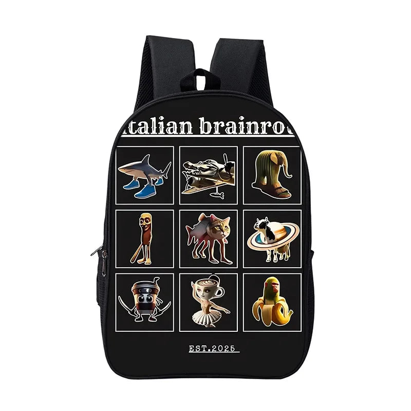 Italian Brainrot Children Backpack Cartoon Anime Game School Bag for Boy Girls Durable and Softback for Books Bag