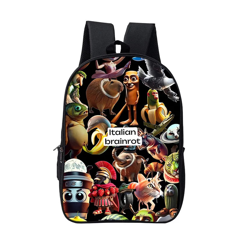 Italian Brainrot Children Backpack Cartoon Anime Game School Bag for Boy Girls Durable and Softback for Books Bag