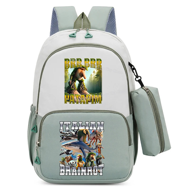 Italian Brainrot Backpacks Set Hot Student School Bag Pencil Case Girl Boy Back To School Gift Leisure Mochila Teens Travel Bags