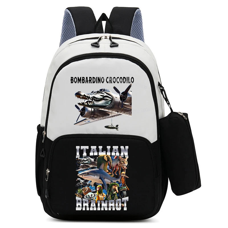 Italian Brainrot Backpacks Set Hot Student School Bag Pencil Case Girl Boy Back To School Gift Leisure Mochila Teens Travel Bags