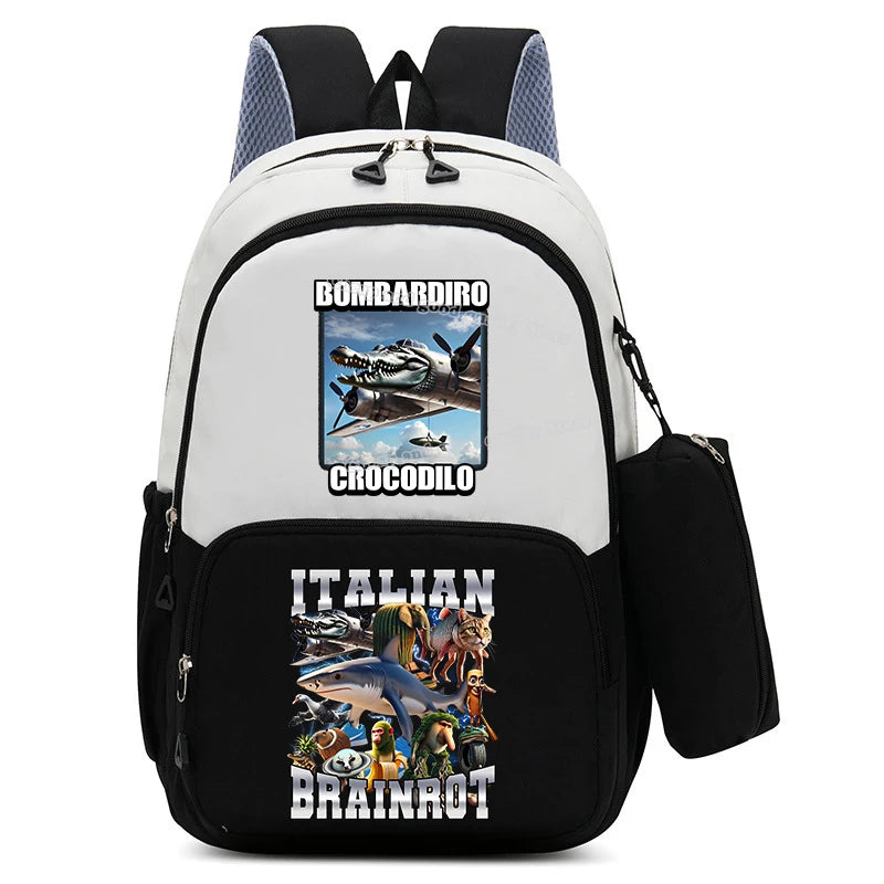 Italian Brainrot Backpacks Set Hot Student School Bag Pencil Case Girl Boy Back To School Gift Leisure Mochila Teens Travel Bags