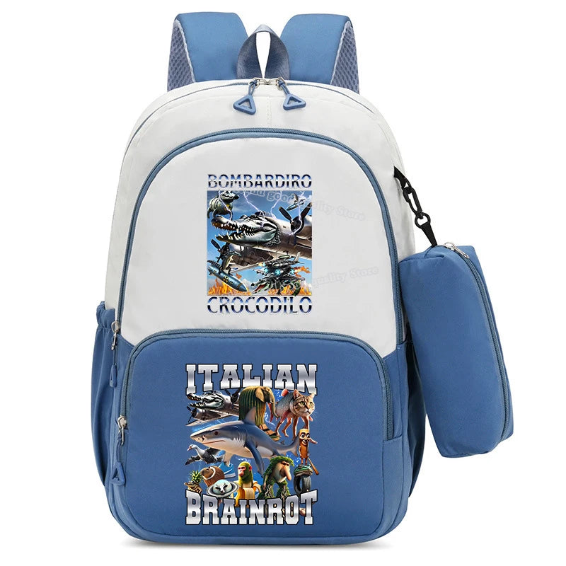 Italian Brainrot Backpacks Set Hot Student School Bag Pencil Case Girl Boy Back To School Gift Leisure Mochila Teens Travel Bags