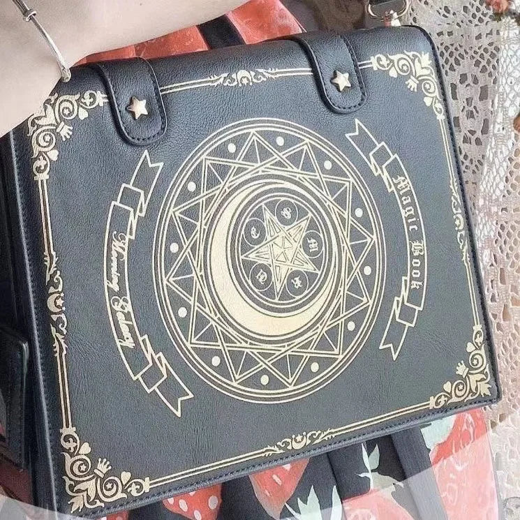 Lolita Y2K Star Moon Magic Book Shoulder Ita Bag  Women's Girls Gothic Vintage Mini Backpacks Fashion Cute Crossbody Handbags