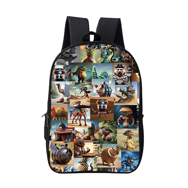 Italian Brainrot Children Backpack Cartoon Anime Game School Bag for Boy Girls Durable and Softback for Books Bag
