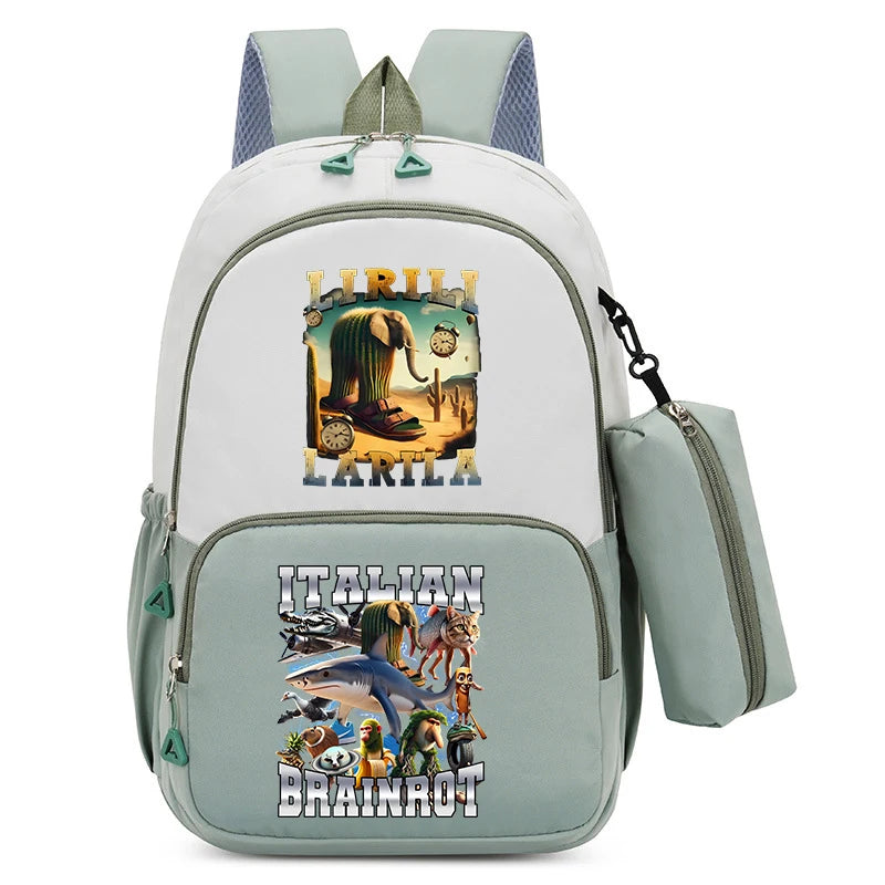 Italian Brainrot Backpacks Set Hot Student School Bag Pencil Case Girl Boy Back To School Gift Leisure Mochila Teens Travel Bags