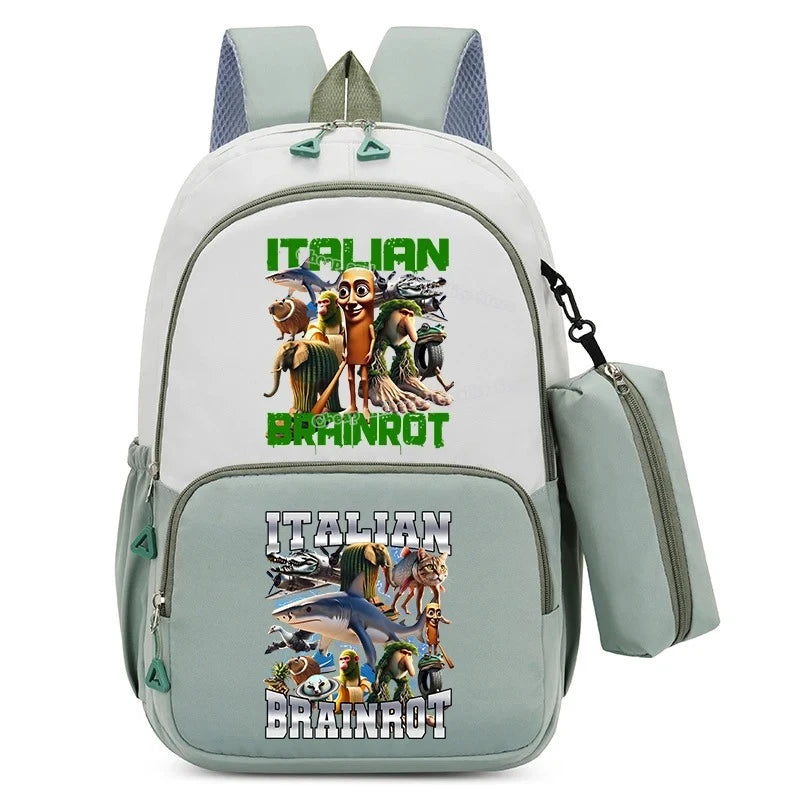 Italian Brainrot Backpacks Set Hot Student School Bag Pencil Case Girl Boy Back To School Gift Leisure Mochila Teens Travel Bags