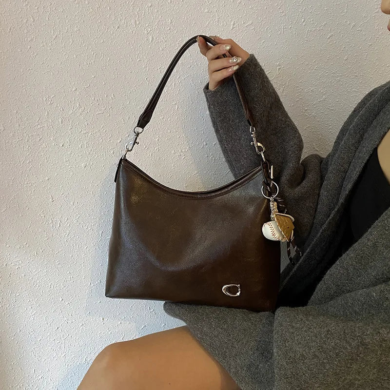 Vintage Tote Bag - Trendy Underarm Shoulder Purse, Lightweight & Spacious, Perfect for Work, Shopping & Travel, Women's Fashion