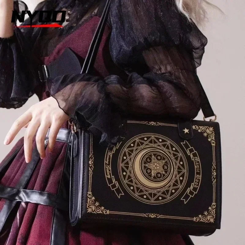 Lolita Y2K Star Moon Magic Book Shoulder Ita Bag  Women's Girls Gothic Vintage Mini Backpacks Fashion Cute Crossbody Handbags