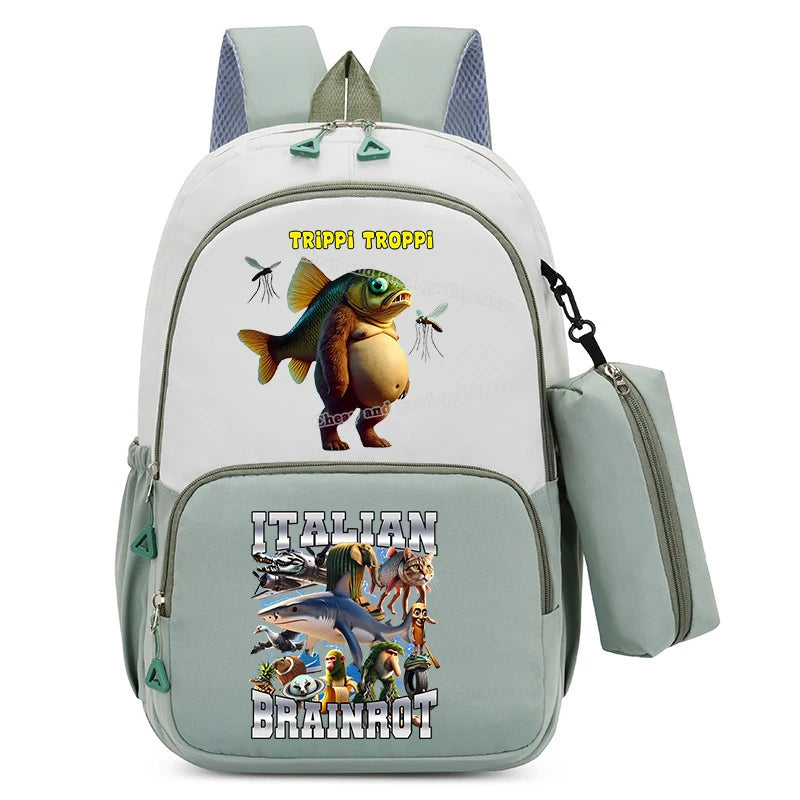 Italian Brainrot Backpacks Set Hot Student School Bag Pencil Case Girl Boy Back To School Gift Leisure Mochila Teens Travel Bags