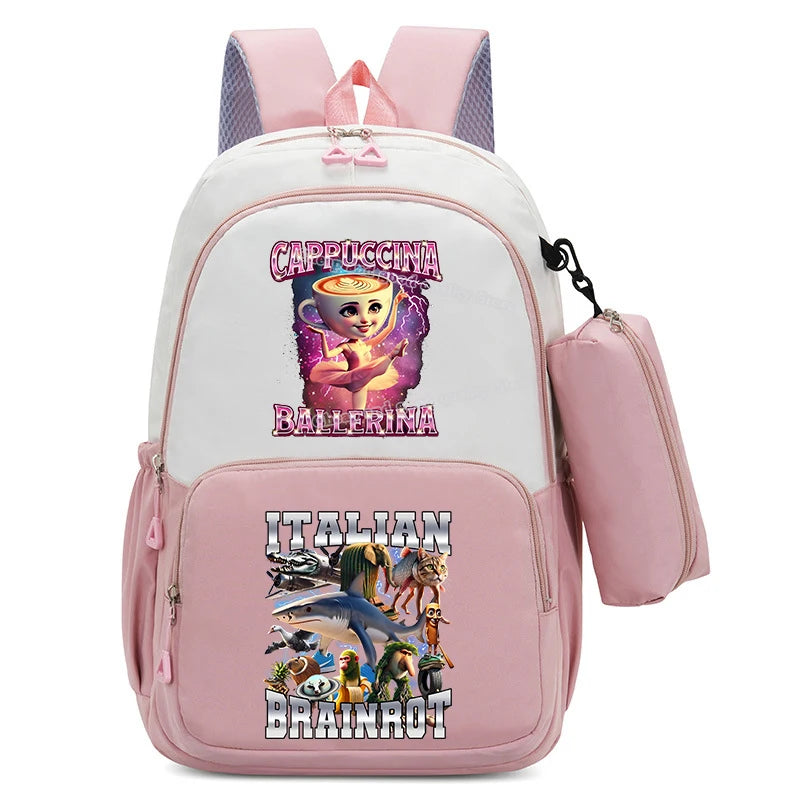 Italian Brainrot Backpacks Set Hot Student School Bag Pencil Case Girl Boy Back To School Gift Leisure Mochila Teens Travel Bags