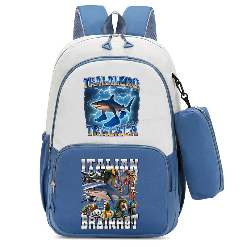 Italian Brainrot Backpacks Set Hot Student School Bag Pencil Case Girl Boy Back To School Gift Leisure Mochila Teens Travel Bags