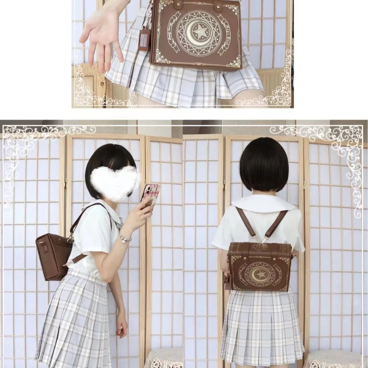 Lolita Y2K Star Moon Magic Book Shoulder Ita Bag  Women's Girls Gothic Vintage Mini Backpacks Fashion Cute Crossbody Handbags