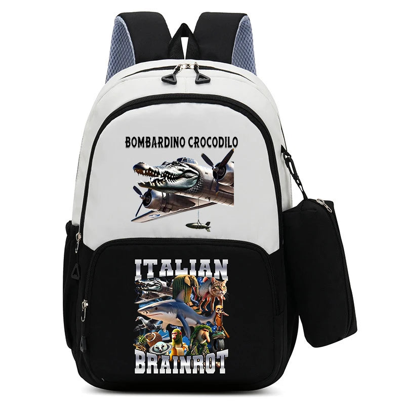 Italian Brainrot Backpacks Set Hot Student School Bag Pencil Case Girl Boy Back To School Gift Leisure Mochila Teens Travel Bags