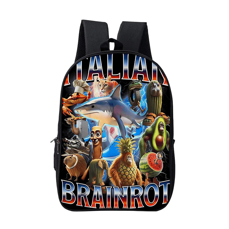 Italian Brainrot Children Backpack Cartoon Anime Game School Bag for Boy Girls Durable and Softback for Books Bag