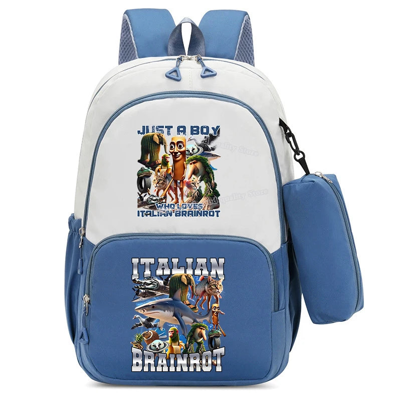 Italian Brainrot Backpacks Set Hot Student School Bag Pencil Case Girl Boy Back To School Gift Leisure Mochila Teens Travel Bags