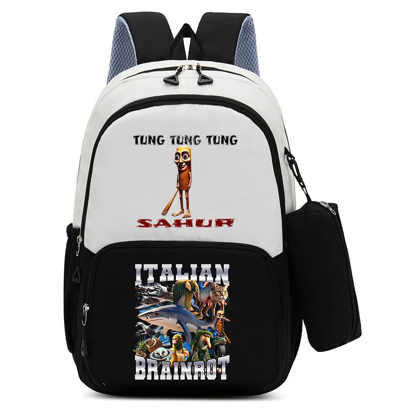 Italian Brainrot Backpacks Set Hot Student School Bag Pencil Case Girl Boy Back To School Gift Leisure Mochila Teens Travel Bags